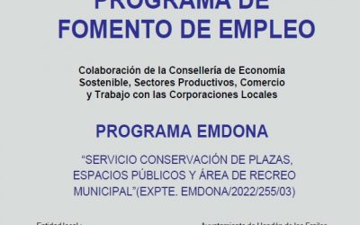 PROGRAMA EMDONA “SERVICIO CONSERVACIÓN DE PLAZAS, ESPACIOS PÚBLICOS Y ÁREA DE RECREO MUNICIPAL”