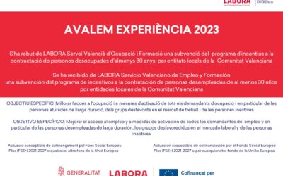 Programa de incentivos a la contratación de personas desempleadas de al menos 30 años por entidades locales de la Comunitat Valenciana.