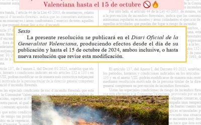 RESOLUCIÓN de 15 de abril de 2024, del director general de Prevención de Incendios Forestales, por la que se modifica el período de quema de márgenes de cultivo o de eliminación de residuos agrícolas o forestales mediante uso del fuego.